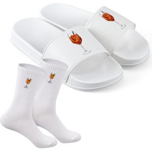 Maas-2 Pièces Cadeaux Drôles Pour Femmes Cadeaux D'amoureux De Cocktail 1 Paire Pantoufles À Motifs 1 Paire Chaussettes De Tennis Chaussures De Bain Chaussons Amusants Pour Piscine Mariage - Neuf
