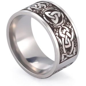 Tianyi-Triquetra Bague En Acier Inoxydable Avec Noeud De Sorcière, Noeud Celtique Irlandais, Claddagh - Neuf