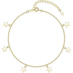Eryi-Chaînes De Cheville En Argent Sterling 925 Pour Femme, Chaîne De Cheville Réglable En Argent 925 Avec Perle/Étoiles, Été Pieds Nus, Plage En Argent - Neuf
