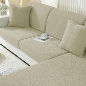Tianyi-Housse Assise Canapé Extensible, Antidérapante Housse Coussin Canape, Universelle Housse Pour Les Coussin De Canape, Housse Dossier Canapé Chiens (1 Place*3+Chaise Longue, Kaki) - Neuf