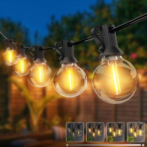 TRAHOO-Guirlande Lumineuse Ext&eacute;rieur Dimmer&Minuterie, G40 LED Guirlande Guinguette, Guirlande Ampoules avec &Eacute;tanche pour Jardin Terrasse Mariage F&ecirc;te Balcon No&euml;l(Blanc Chaud) - Neuf