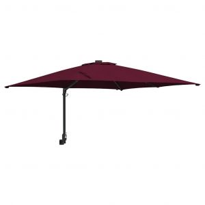 Parasol De Jardin Inclinable Moderne 248,5 X 247,5 X 160 Cm &Eacute;clairage Led Pratique En Polyester Bordeaux Helloshop26 02_0058654 - Neuf