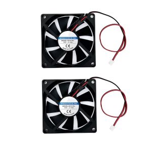 2pcs 80x80x15 mm 2pin DC 12V mini ventilateur de refroidissement silencieux avec fils, 8015 petit ventilateur de refroidissement 80mm, 8cm 12V ventilateur DC sans balais, ventilateur d'imprimante - Neuf