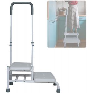 SUBZONAL-Marche de Baignoire avec Poign&eacute;e Maintien et 2 Marches, pour Personnes &acirc;g&eacute;es, Aide &agrave; l'entr&eacute;e pour Douche Bain, Barre d'appui Baignoire jusqu'&agrave; 136KG pour table de chevet, cuisine, baignoire - Neuf
