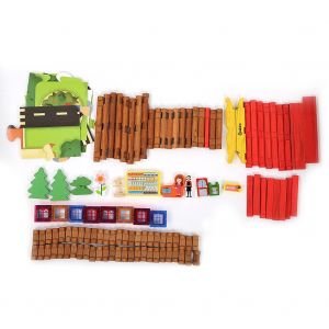 129 pieces de blocs de construction en bois pour enfants, magasin educatif precoce, modele de magasin, jouet 129 pieces - Neuf