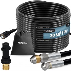 SUBZONAL-Flexible de nettoyage de tuyaux, 30m, 160-200 bar, adaptateur inclus, buses fixes + rotatives, compatible avec les nettoyeurs haute pression Kärcher K2, K3, K4, K5, K6, K7 - Neuf