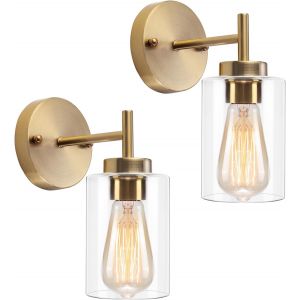 Applique Murale Intérieure, 2 Paquets Lampe De Chevet Murale Vintage Lumiere Murale, Applique Murale Doré Pour Salon Cuisine Escalier Salle De Bain - Neuf