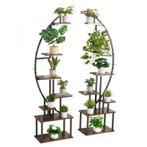 Support Plantes Int&eacute;rieur Avec Lampe De Croissance-Duoku-&Eacute;tag&egrave;re Porte Plantes 7 Niveaux M&eacute;tal-166,5 Cm-Lot De 2 - Neuf
