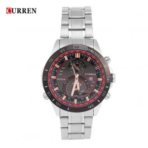 Curren Analogique Quartz Rond Montre Date Acier Inoxydable Bracelet Montre-Bracelet (Cadran Noir,Aiguille Dorée) - Neuf