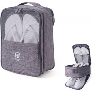 Housse de voyage pour chaussures, portable, anti-poussière, imperméable et respirante, compatible avec une valise à roulettes, gris, 30 x 22,8 x 15 cm - Neuf