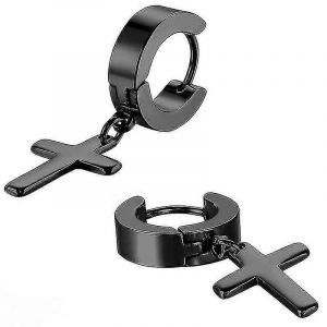 1 Paire D'oreilles Pendantes Croix Pendentif Écologique En Acier Inoxydable Huggie Articulé Boucles D'oreilles Pour Hommes - Neuf
