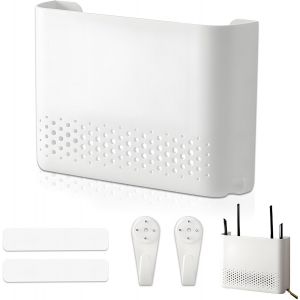 CAUC-Armoire pour routeur - 25,6 x 17 x 5 cm - Routeur - Cache-c&acirc;ble - Support mural WiFi - Bo&icirc;te de rangement - Cachette de c&acirc;ble TV - Support mural - D&eacute;coration murale - Blanc - Neuf