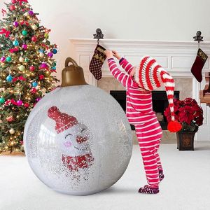 60cm Gonflable de Boule de No&euml;l, PVC Ext&eacute;rieur D&eacute;cor&eacute; de Bell Ball, Salon et D&eacute;coration de Bureau, Compatible avec Arbre de No&euml;l - Neuf