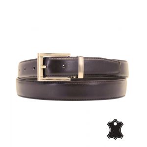 Ceinture Homme Ajustable En Cro&ucirc;te De Cuir Marron Fonc&eacute; - Boucle Chrom&eacute;e - Longueur Ajustable - Neuf