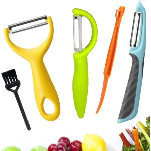 lbgwp60-Lot De 5 Éplucheurs De Pommes De Terre En Acier Inoxydable I Et Y Pour Pommes, Fruits, Carottes, Courgettes, Concombres - Bonne Pr En Main Pour Éplucher Très Facilement - Neuf