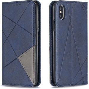 Mdy-Coque Pour Iphone Xs/X (5,8 Pouces), Housse Portefeuille En Cuir Etui De Protection Avec Slim Tpu Silicone Bumper Magnétique Flip Case, Porte Cartes Avec Fonction Support Cover (Bleu) - Neuf