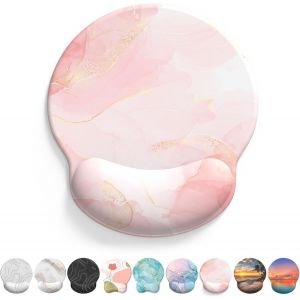 TEPPD-Tapis de Souris Support de Repose-Poignet, Tapis Souris Ergonomique en Gel, Tapis de Souris Frais pour Gamer, Repose Poignet Souris avec Base en PU antid&eacute;rapant(Marbre Rose) - Neuf