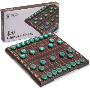 Jeu d'&eacute;checs Chinois (Xiangqi) sur Plateau Magn&eacute;tique de Voyage (32,5 centim&egrave;tres) avec Pi&egrave;ces de Couleur Jade - Neuf