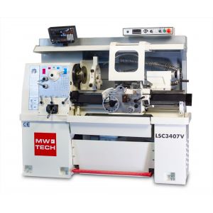 Tour &agrave; m&eacute;taux industiel hauteur des pointes 171 mm entre-pointe 760 mm al&eacute;sage 40 mm 3,75 kW 400V + vitesses variables MW-Tech LSC3407V - Neuf