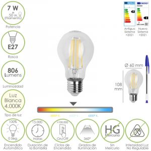 Maurer - Ampoule Led Filament Standard E27. 7 Watts. &Eacute;quivalent &Agrave; 50 Watts. 806 Lumens. Lumi&egrave;re Neutre 4000&acirc;&ordm; K. - Neuf