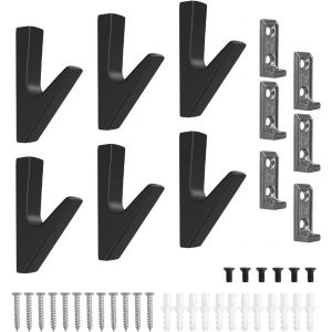 6 Pièce Porte Manteau Mural Noire,Patère Murale À Toute Épreuve,Patères Portemanteaux Pour Entrée,Simple Et Moderne,Crochet Mural En Aluminium,Pour Salon,Chambre,Salle Bain,Cuisine - Neuf