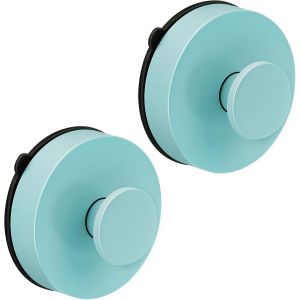 Crochets Ventouse Sous Vide,2 pièces Crochet Mural d'Aspiration,ABS Ventouse Salle de Bain Étanche,Amovible et Crochet Mural Ventouse pour Cuisine,Porte en Verre (Bleu) - Neuf