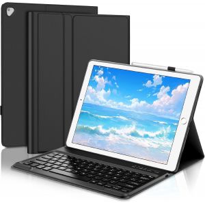 Clavier pour iPad Pro 12.9"" 1st/2nd Generation 2015/2017, Coque Clavier pour iPad Pro 12.9"" 2017/2015 Magn&eacute;tique Amovible Bluetooth Fran&ccedil;ais AZERTY Layout, Noir - Neuf