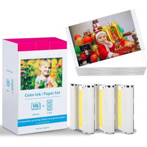 NouvelHorizonstore-Papier Photo Recharge pour Canon Selphy CP1300, KP-108IN 3115B001 (AA), Compatible avec Cartouche Canon Selphy CP1500, CP1200 CP1000 CP800 CP810 CP910, 3 Cartouche d'encre 108 Papi - Neuf