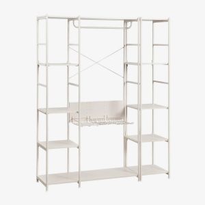 Armoire modulaire ouverte 2 pi&egrave;ces avec &eacute;tag&egrave;re en fer Elviah Blanc Gardenia - Neuf