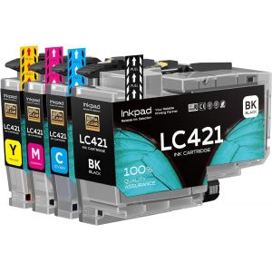 LC 421 Cartouches d'encre Compatible pour Brother LC421 LC 421XL LC421XL pour imprimante Brother MFC-J1010DW DCP-J1140DW DCP-J1050DW (4 pi&egrave;ces) - Neuf