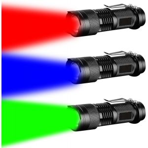 ERYI-Lampe De Poche Led Lampe De Travail Multifonctions Mini-Lampe Portable 3 Modes Lampe De Poche Pliable Idéale Pour Le Camping, La Randonnée, La Vision Nocturne, La Pêche De Nuit (3, R+B+G) - Neuf