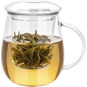 Tasse &Agrave; Th&eacute; En Verre Transparent Avec Passoire Et Couvercle Grande Tasse &Agrave; Th&eacute; 500ml Tasse &Agrave; Th&eacute; En Verre En Forme De Champignon Cadeaux D'anniversaire Pour Maman Papa Grands-Parents - Neuf