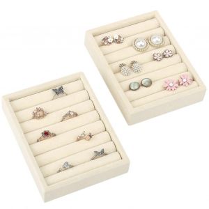 Designster Petits Bijoux Bac-Face-&Agrave;-Face Org 2 Pi&egrave;ces De Qualit&eacute; En Velours Anneaux Exposition Bac - Neuf