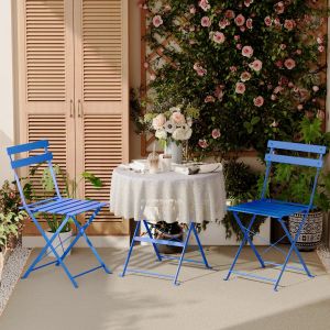 Lot de 3 Meubles de Jardin de Balcon, Table et chaises Pliable, Bistrot Bar Salon de Jardin Exterieur 2 Personnes - Neuf