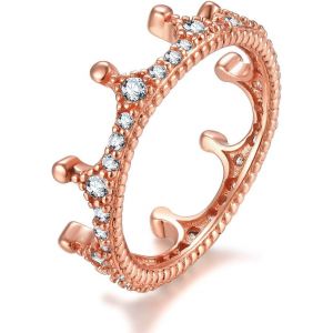Kahfl-Bague Couronne En Argent Sterling 925 Or Rose Avec Zircon Cubique Pour Femmes - Neuf