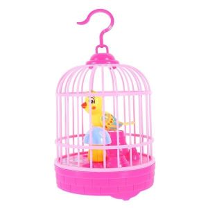 Cage &agrave; oiseaux interactive et chantante pour enfants &iquest; Jouet &eacute;ducatif &agrave; commande vocale avec oiseaux color&eacute;s et champignon lumineux - Neuf