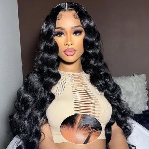 Kgabery-Body Wave 5x5 Hd Lace Front Wigs Women's Natural Brazilian Human Hair Wig 180% Density 10a Human Hair For Women Transparent Glueless Wigs Pre Plucked 24 Inches - Neuf