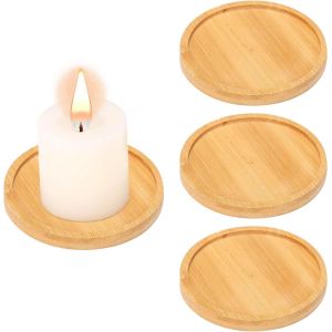 Kalanka-Lot De 4 Assiettes À Bougie Rondes En Bambou De 8 Cm - Assiettes Décoratives Pour Bougeoirs, Mariages, Décorations, Cérémonies De Fête - Neuf
