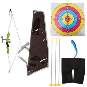 Ensemble De Tir A L'arc En Abs Durable Pour Enfants, Fleches A Ventouse Avec Cible De Score, Jouets Pour Enfants, Vert - Neuf