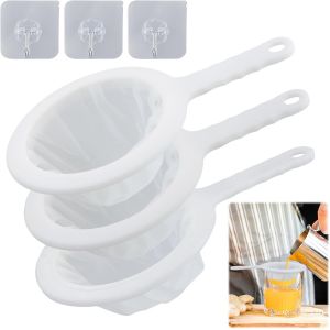 3 Pièce Filtres En Nylon,Tamis Filtre Alimentaire,Tamis à Jus,Filtres à Mailles Fines,Filtre à Vin,Pour filtrer les huiles,Café,Vin,Jus,Lait de Soja(100/200/400 Mailles) - Neuf