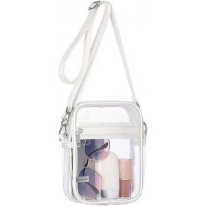 nzqaf-Sac à Bandoulière Transparent Sacoche Femme Sac Zippé Transparent Pochette à Bandoulière Imperméable PVC Sacoche Bandoulière Concert Sacoche Transparente Plage Sac Approuvé Stade - Neuf