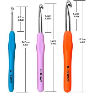 Ensemble d'aiguilles &agrave; crocheter, 14 aiguilles &agrave; tricoter avec poign&eacute;es souples + 10 crochets &agrave; crochet + 9 crochets &agrave; gros chas + &eacute;tui &agrave; crochet - Neuf