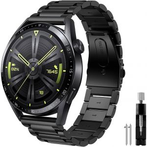 22mm Stainless Steel Strap For Huawei Watch Gt 3 46mm/Gt 4 46mm/Gt 2 46mm/Gt 2 Pro/Gt 2e, Huawei Watch 3/3 Pro Metal Bands Band For Galaxy Watch 3 45mm/Gear S3 Frontier/Classic - Neuf