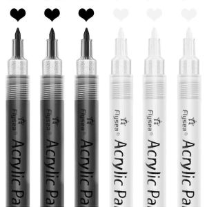 Stylos De Peinture Acrylique,Paquet De 6 Marqueurs De Peinture Noire Blanche,Stylos De Peinture Pour La Peinture Rocheuse Pierre En Céramique Gla - Neuf