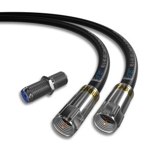 Oren Câble coaxial RG6 5m HD103 A++ Trishield - Noir - Avec connecteurs et adaptateur Cabelcon - Résistant aux intempéries - Pour TV satellite et numérique, antenne - Neuf