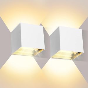 Subzonal-Ledmo 2 Pack Applique Murale Interieur/Exterieur 12w Appliques Murales 3000k Blanc Chaud Lampe Aplique Mural Moderne Design Etanche Ip65 - Neuf
