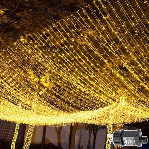Rideau Lumineux 6X3M 600 Led Mariage Avec Transformateur, Timer, 8 Modes Étanche Rideau Lumineux Noël Pour Pergola Jardin Extérieur Interieur Décorations - Blanc Chaud - Neuf