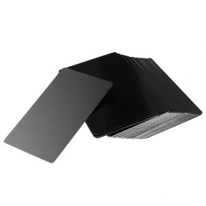 100 Pcs Noir Alliage D'aluminium Carte Gravure Métal Visite D'affaires Carte De Visite Vierge 0,2 Mm D'épaisseur - Neuf