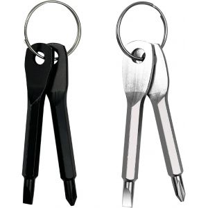 4 pièces de Petit EDC Jeu de Tournevis - Mini-Tournevis Cruciforme - avec Trousseau Cadeau pour les Hommes - Noir et Argent - Neuf