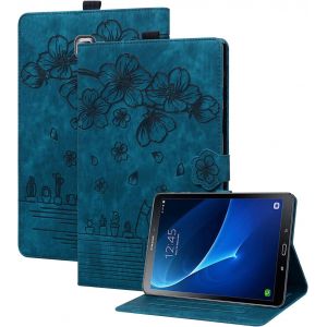 Coque Samsung Galaxy Tab A6 2016 10.1,Pu Cuir Cover Tablette Housse De Protection Samsung Tab A 10.1 2016,Porte-Crayons Portefeuille Tablet Étui Pour Galaxy Tab A6 Sm-T580/Sm-T585,Bleu Royal - Neuf